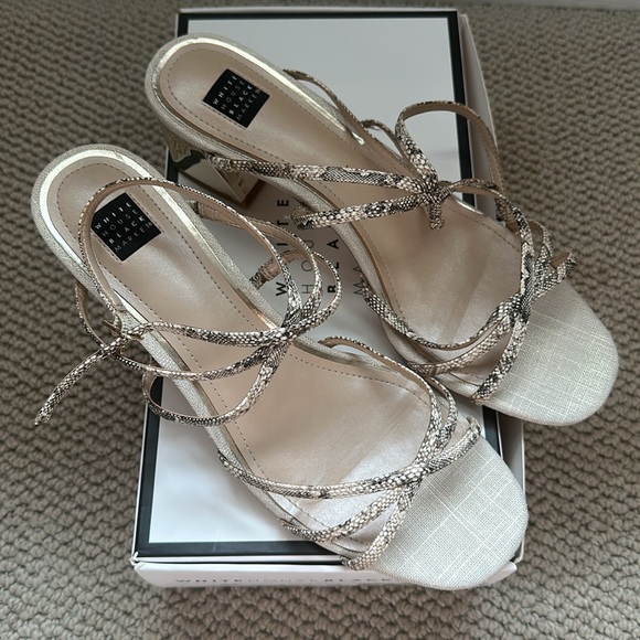 WhBM Tillie plains snake ecru block heel - Picture 2 of 4